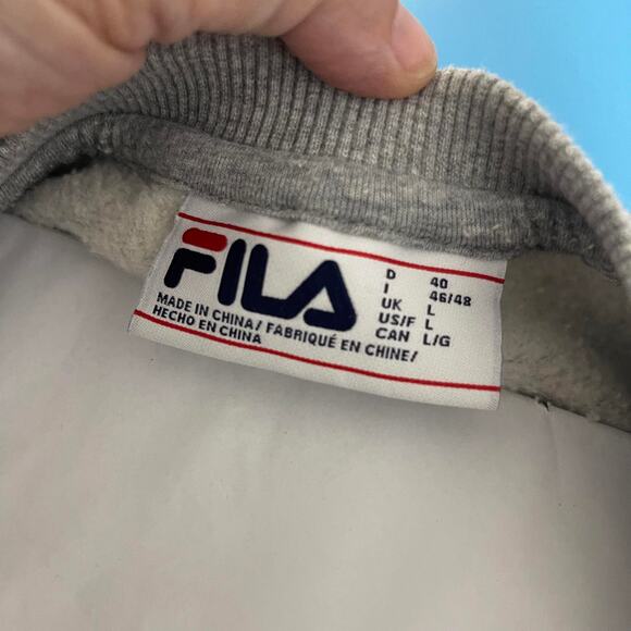 women's Large Gray Sweatshirt by Fila gray fleece pullover top crewneck size L - Picture 7 of 14